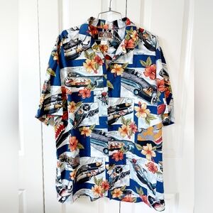 Hawaiian Shirt Airplanes & Women &‎ Hibiscus size XL Kalaheo